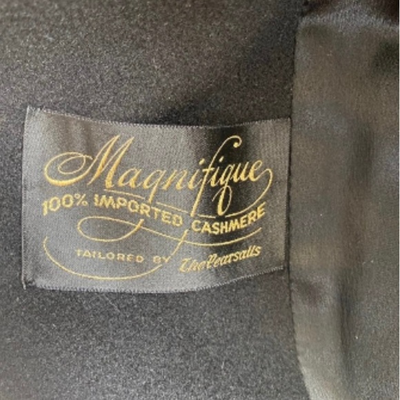 Cashmere vintage coat with fur collar & silk black - Picture 6 of 7